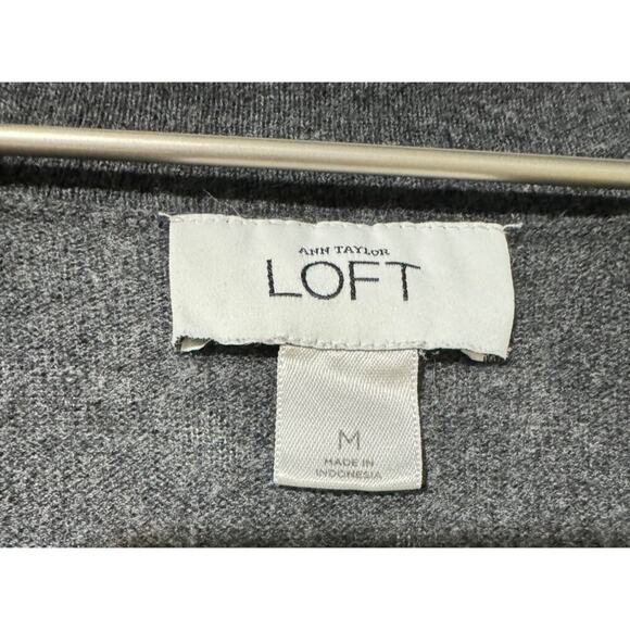 Ann Taylor Loft Cardigan Striped Button-Front Gray Pink Stripes Size Medium - Picture 7 of 9